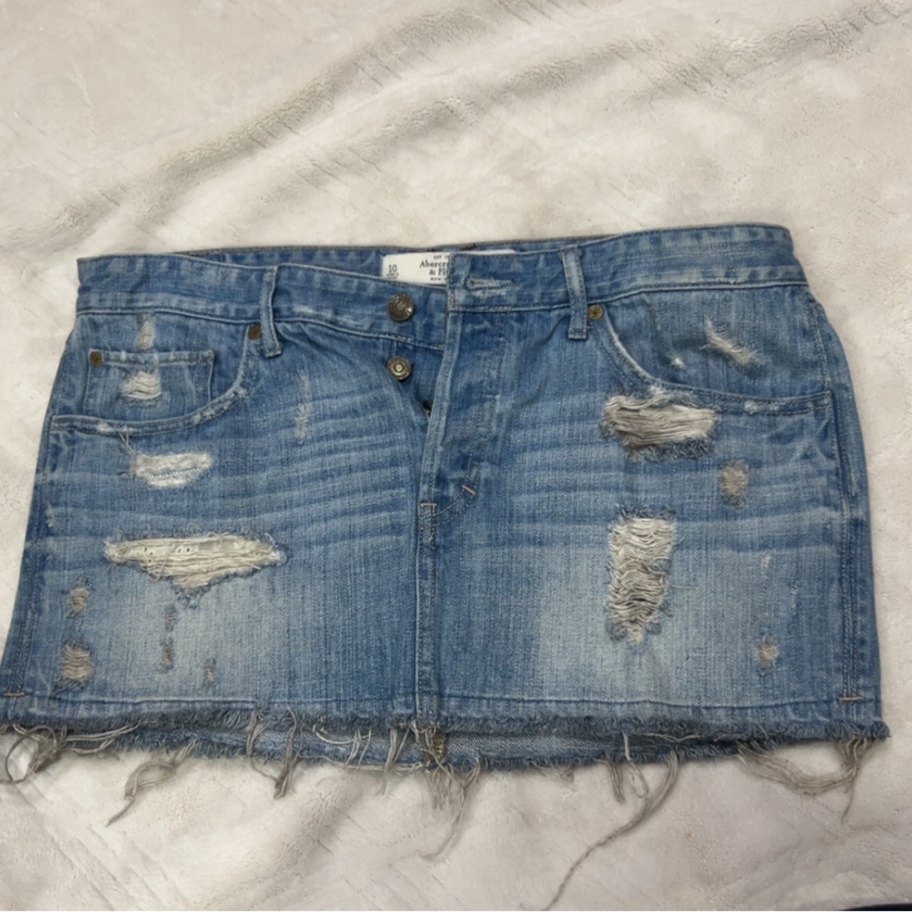 Abercrombie & Fitch Blue Distressed Mini Skirt